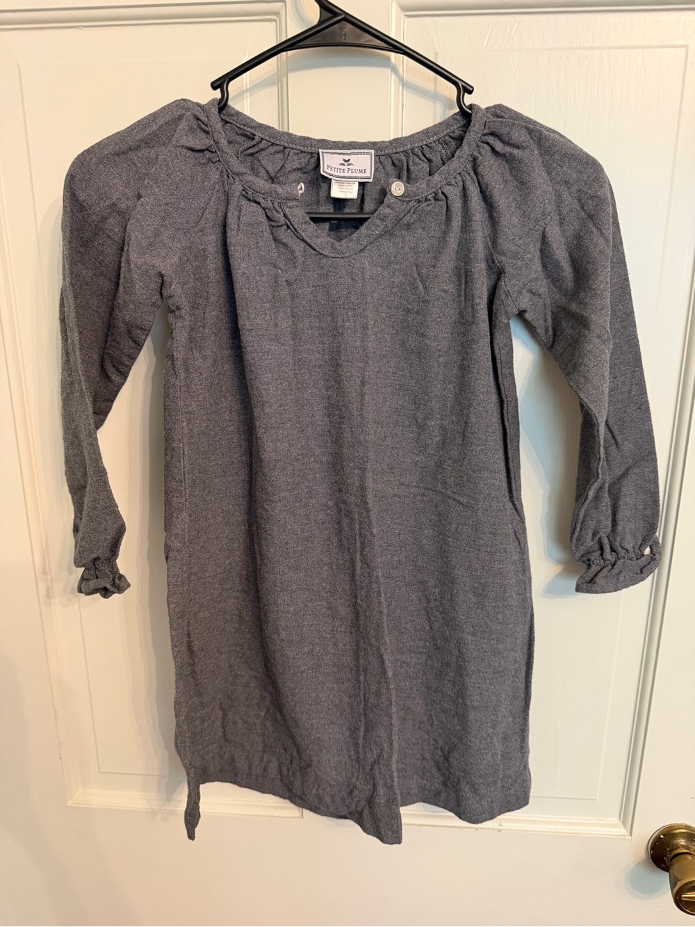 Petite Plume Girls' Heather Gray Long Sleeve Knit Dress